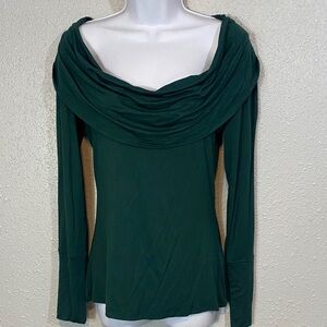 🆕 Deletta from Anthropologie Emerald Green Draped Neck Blouse
